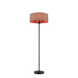 Banyan 3 Light Switched Floor Lamp With 50cm x 20cm Dual Faux Silk Fabric Shade Matt Black/Antique Gold