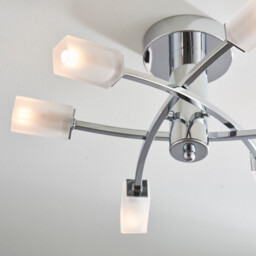 Havana 6 Light Semi Flush Multi Arm Ceiling Light Chrome, Acid Etched Glass, G9 - thumbnail 5