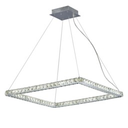 Galaxy Ceiling Pendant Square Large 36W LED 4000K Polished Chrome, Crystal - thumbnail 1