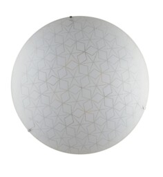 Esagram Decorative Flush Ceiling Light, White Glass, E27