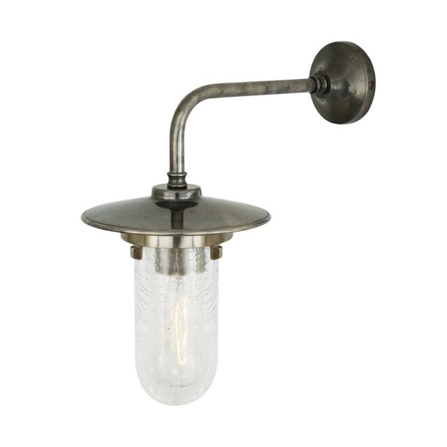 Florin Outdoor Wall Light, Antique Silver, Crackled Glass, IP65