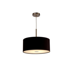 Baymont Satin Nickel E27 Single Pendant With 40cm x 18cm Dual Faux Silk Shade, Black/Green Olive - thumbnail 5