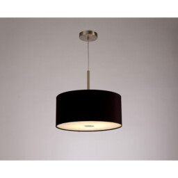 Baymont Satin Nickel E27 Single Pendant With 40cm x 18cm Dual Faux Silk Shade, Black/Green Olive - thumbnail 2