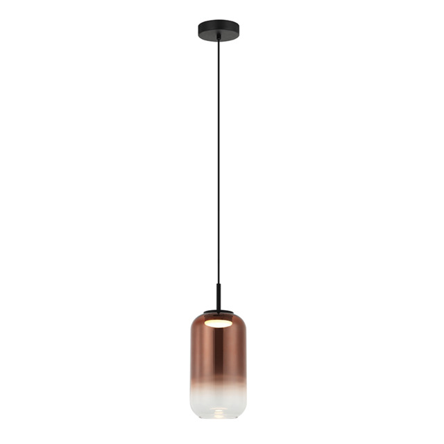 Orvella Slim Pendant Ceiling Light Black Matt-Copper Glass LED 3000K - image 1