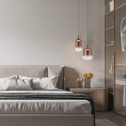 Orvella Slim Pendant Ceiling Light Black Matt-Copper Glass LED 3000K - thumbnail 2