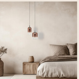 Orvella Slim Pendant Ceiling Light Black Matt-Copper Glass LED 3000K - thumbnail 3