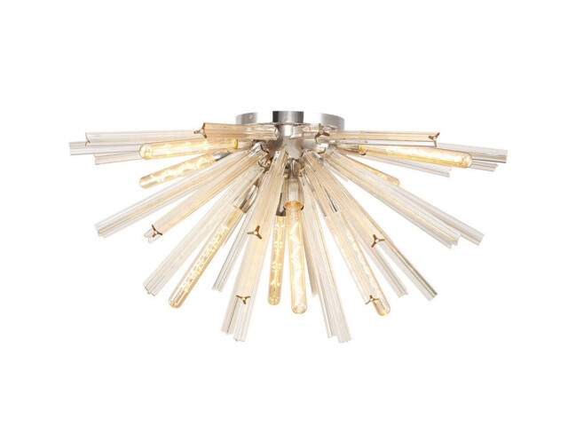 Hornby 8 Light E27, Semi Flush Polished Nickel , Champagne Gold Glass - image 1