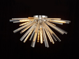 Hornby 8 Light E27, Semi Flush Polished Nickel , Champagne Gold Glass - thumbnail 3