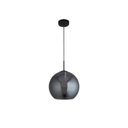 Amsterdam 1 Light Round Ceiling Pendant (30cm Dia.) Smoked Glass, Black - thumbnail 3