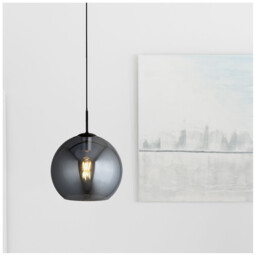 Amsterdam 1 Light Round Ceiling Pendant (30cm Dia.) Smoked Glass, Black - thumbnail 2