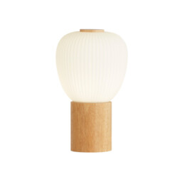 Ella Table Lamp Wood & Opal Ribbed Glass - thumbnail 1