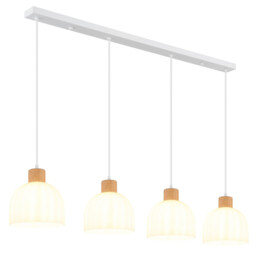 Swanson Bar Pendant Ceiling Light Matt White, Glass Opal Shades, 4x E27