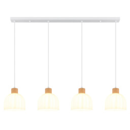 Swanson Bar Pendant Ceiling Light Matt White, Glass Opal Shades, 4x E27 - thumbnail 5