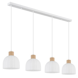 Swanson Bar Pendant Ceiling Light Matt White, Glass Opal Shades, 4x E27 - thumbnail 3