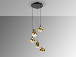 Aledis Cluster Pendant Ceiling 5 Light Black, Gold LED 3000K - thumbnail 5