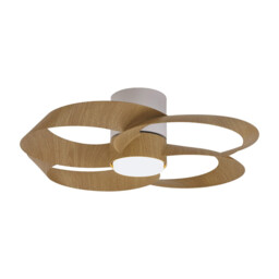 Rose 24W LED Dimmable Ceiling Light With Built-In 25W DC Reversible Fan, Remote Control 2700-5000K, 1800lm, White/Wood