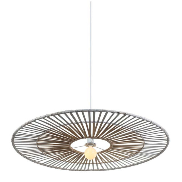 Silikou 40cm Wire Frame Pendant Ceiling Light White - Natural Bamboo 1xE27 - image 1
