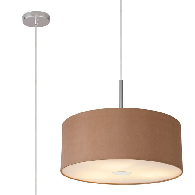 Baymont Polished Chrome 3 Light E27 Single Pendant With 50cm x 20cm Dual Faux Silk Shade, Antique Gold/Ruby - image 1