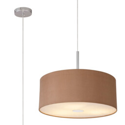 Baymont Polished Chrome 3 Light E27 Single Pendant With 50cm x 20cm Dual Faux Silk Shade, Antique Gold/Ruby - thumbnail 1