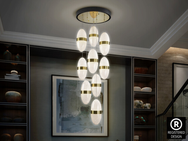 Garden Cluster Pendant Ceiling 9 Light Black, Bronze LED 3000K - image 1