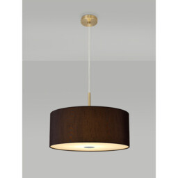 Baymont Antique Brass 5 Light E27 Single Pendant With 60cm x 22cm Faux Silk Shade, Black/White Laminate - thumbnail 2