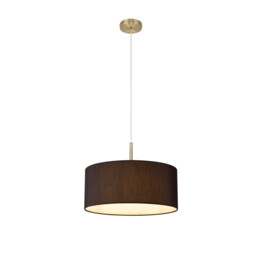 Baymont Antique Brass E27 Single Pendant With 40cm x 18cm Faux Silk Shade, Black/White Laminate - thumbnail 5