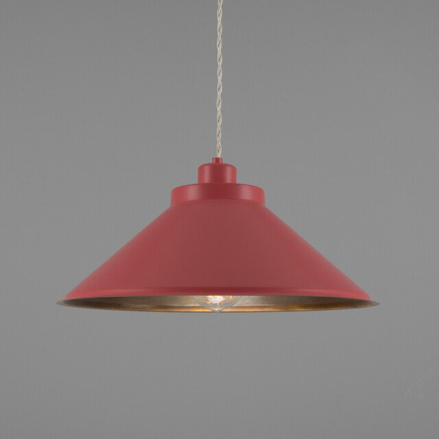 Rio Coloured Dome Pendant Light, Antique Brass, Antique Pink - image 1