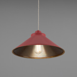 Rio Coloured Dome Pendant Light, Antique Brass, Antique Pink - thumbnail 2