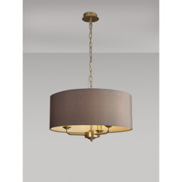 Banyan 3 Light Multi Arm Pendant With 50cm x 20cm Faux Silk Fabric Shade Champagne Gold/Grey - thumbnail 2