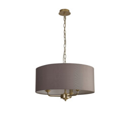 Banyan 3 Light Multi Arm Pendant With 50cm x 20cm Faux Silk Fabric Shade Champagne Gold/Grey - thumbnail 5