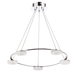 Nimbus Pendant 5 Light 25W LED 3000K, 2200lm, Polished Chrome/Frosted Acrylic