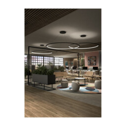 Circular Inward Surface 200cm Integrated LED Pendant Ceiling Light Black 129W 3000K 0-10V Dimming - thumbnail 2
