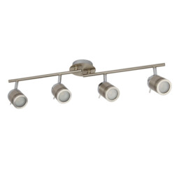 Samson 4 Light Bathroom Ceiling Spotlight Bar Satin Silver IP44, GU10 - thumbnail 2