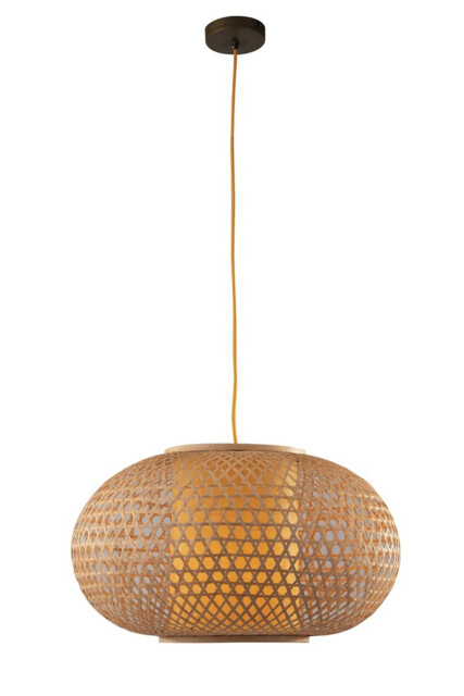ZEN Wire Frame Pendant Ceiling Light Wood 60x35cm - image 1