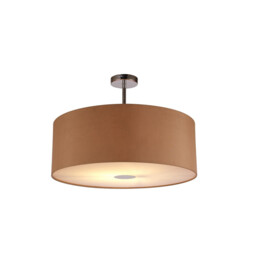 Baymont Polished Chrome E27 Semi Flush With 60cm x 22cm Dual Faux Silk Shade, Antique Gold/Ruby