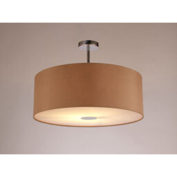 Baymont Polished Chrome E27 Semi Flush With 60cm x 22cm Dual Faux Silk Shade, Antique Gold/Ruby - thumbnail 2