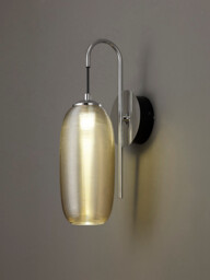 Jamestown Switched Wall Lamp, 1 x 6W LED, 4000K, 720lm, Polished Chrome, Black With Champagne Glass, 3yrs Warranty - thumbnail 3