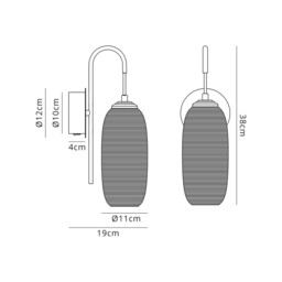 Jamestown Switched Wall Lamp, 1 x 6W LED, 4000K, 720lm, Polished Chrome, Black With Champagne Glass, 3yrs Warranty - thumbnail 2