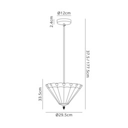 Worcester 1 Light Uplighter Ceiling Pendant E27 With 30cm Tiffany Shade, Blue, Crystal, Black - thumbnail 2