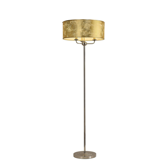 Banyan 3 Light Switched Floor Lamp With 50cm x 20cm Gold Leaf With White Lining Shade Polished Nickel/Gold Leaf - image 1