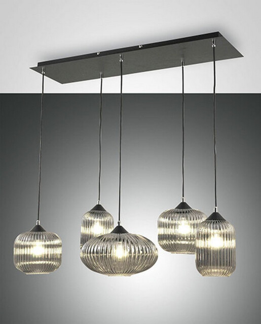 Gillis Cluster Pendant Ceiling Light Transparent Grey Glass, E27 - image 1