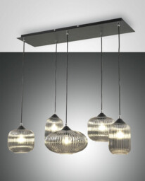 Gillis Cluster Pendant Ceiling Light Transparent Grey Glass, E27 - thumbnail 3