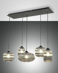 Gillis Cluster Pendant Ceiling Light Transparent Grey Glass, E27 - thumbnail 1