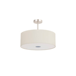 Baymont Satin Nickel 3 Light E27 Semi Flush With 50cm x 20cm Faux Silk Shade, Ivory Pearl/White Laminate - thumbnail 5