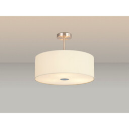 Baymont Satin Nickel 3 Light E27 Semi Flush With 50cm x 20cm Faux Silk Shade, Ivory Pearl/White Laminate - thumbnail 2