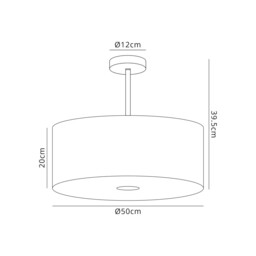 Baymont Satin Nickel 3 Light E27 Semi Flush With 50cm x 20cm Faux Silk Shade, Ivory Pearl/White Laminate - thumbnail 3