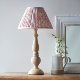 Hidcote Natural Wood Table Lamp with Peachy Keen Fabric Leaf Shade 30cm B22 - thumbnail 3