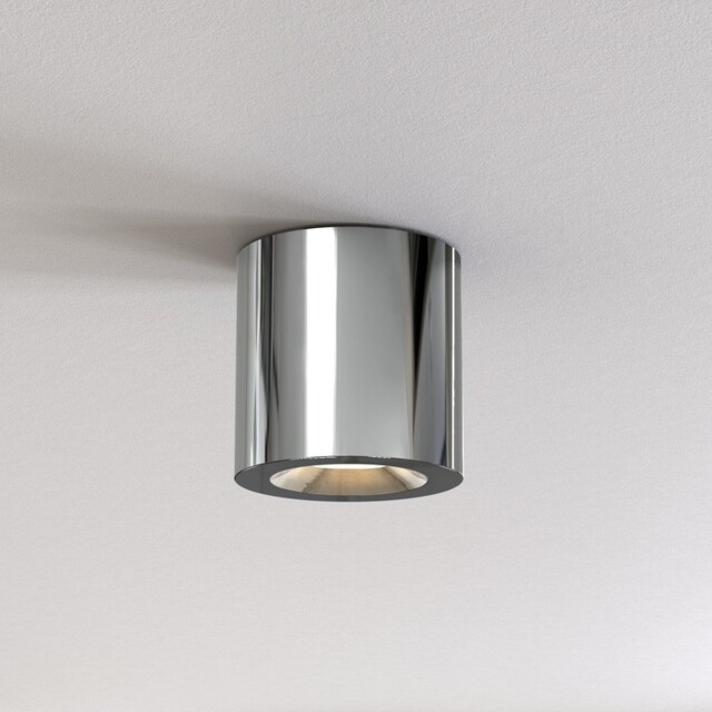 Kos Round Surface Mounted Downlight Polished Chrome IP65, GU10