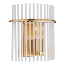 Gorley Wall Lamp Gold Colours Matt Opal Glass Shade 1x E27 - thumbnail 2