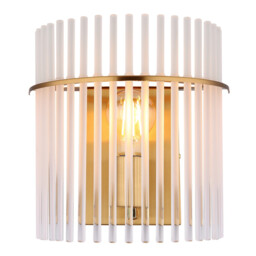 Gorley Wall Lamp Gold Colours Matt Opal Glass Shade 1x E27 - thumbnail 3